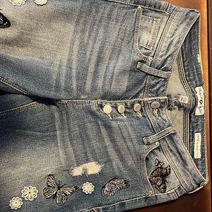 Black Daisy Jeans with Butterflies